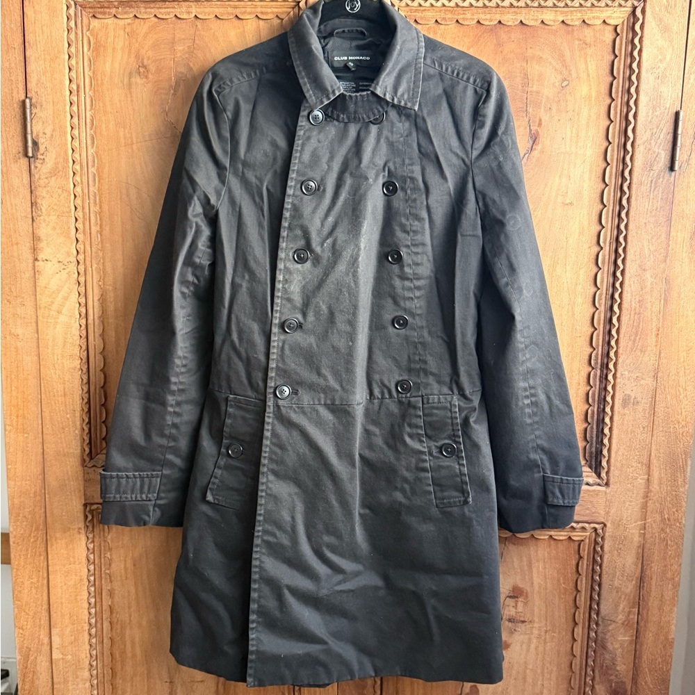Club Monaco Black Trench Coat Timeless Style